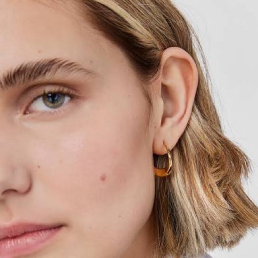 Tous Silver Vermeil Gold Hoop Earrings NWT